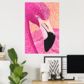 Roze grapefruit Big Head Flamingo - alleen Dahl Poster (Thuiskantoor)