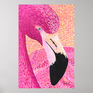 Roze grapefruit Big Head Flamingo - alleen Dahl Poster