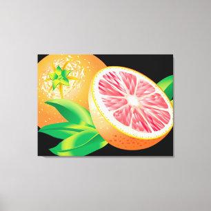 Roze Grapefruit Canvas Afdruk