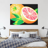 Roze grapefruit canvas afdruk (Insitu (Slaapkamer))