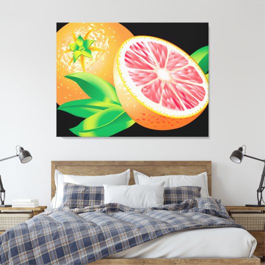 Roze grapefruit canvas afdruk (Insitu (Slaapkamer))