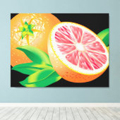 Roze grapefruit canvas afdruk (Insitu (Houten vloer))