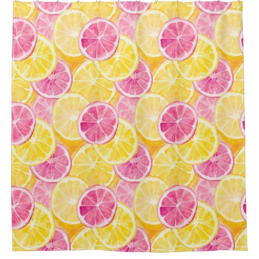 Roze grapefruit & citroen douchegordijn (Voorkant)