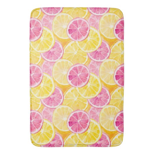 Roze grapefruit & citroen douchegordijn badmat (Voorkant Verticaal)