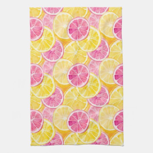 Roze grapefruit & citroen douchegordijn theedoek (Verticaal)