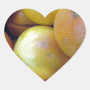 Roze grapefruit hart sticker