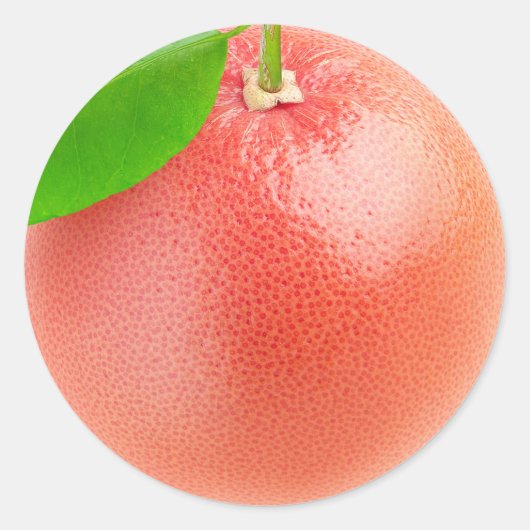 Roze grapefruit macro ronde sticker (Voorkant)