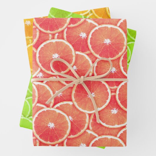 Roze Grapefruit Sinaasappel en Limoen Slices Inpakpapier Vel (In situ)