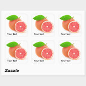 Roze grapefruit vierkante sticker (Vel)