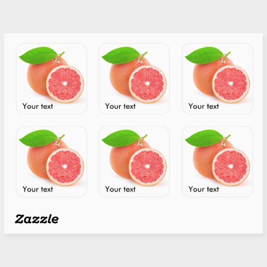 Roze grapefruit vierkante sticker (Vel)