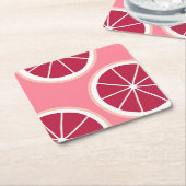Roze grapefruitdia kartonnen onderzetters (Schuin)
