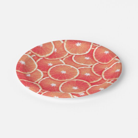 Roze grapefruitmoes papieren bordje (Gekanteld)