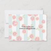 Roze grapefruitpatroon op groene strepen Dank u we Bedankkaart (Achterkant)