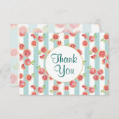 Roze grapefruitpatroon op groene strepen Dank u we Bedankkaart (Voorkant / Achterkant)
