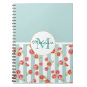 Roze grapefruitpatroon op groene strepen notitieboek (Voorkant)