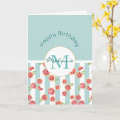 Roze grapefruitpatroon op groene strepen van afgel kaart (Gele Bloem)