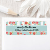 Roze grapefruitpatroon op strepen etiket (Insitu)