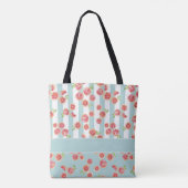 Roze grapefruitpatroon op strepen tote bag (Achterkant)