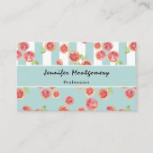 Roze grapefruitpatroon op strepen visitekaartje (Voorkant)