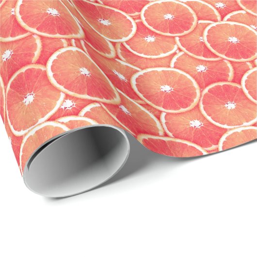 Roze grapefruitplakken cadeaupapier (Rol Hoek)