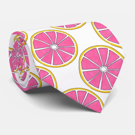 Roze grapefruits Citrus Fruit Foodie Print Stropda Stropdas (Opgerold)