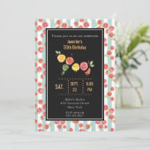 Roze Grapefruits op Green Stripes Party Uitnodigen Kaart (Staand voorkant)