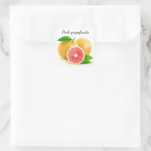Roze grapefruits vierkante sticker (Tas)