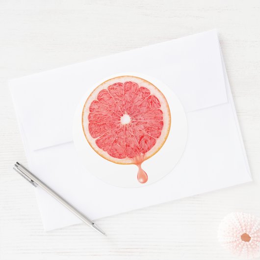 Roze grapefruitsap ronde sticker (Envelop)