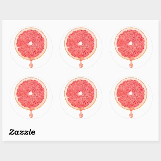 Roze grapefruitsap ronde sticker (Vel)