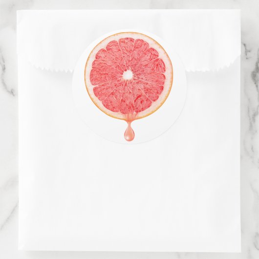 Roze grapefruitsap ronde sticker (Tas)