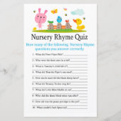 Roze, grappig konijn Nursery Rhyme Quiz baby showe (Voorkant)