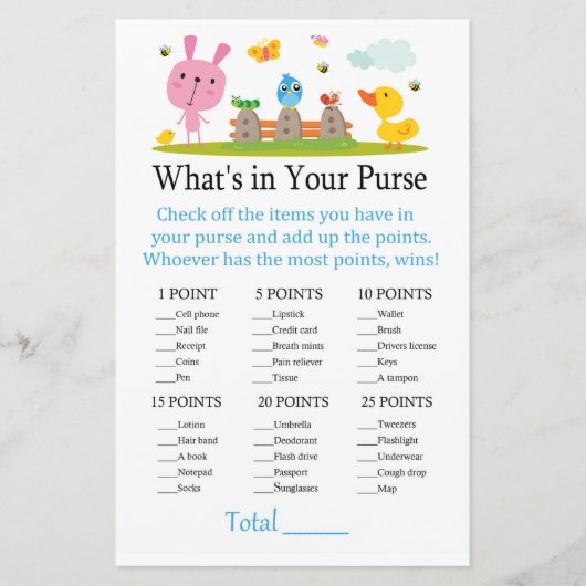 Roze grappig konijn Wat zit er in je handtas? (Voorkant)