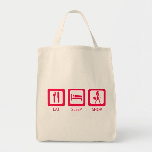 Roze Grappig Shopaholic Eat Sleep Shop Herbruikbar Tote Bag (Voorkant)