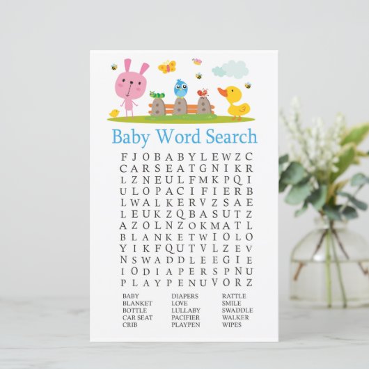 Roze, grappige Baby word scramble game (Staand voorkant)