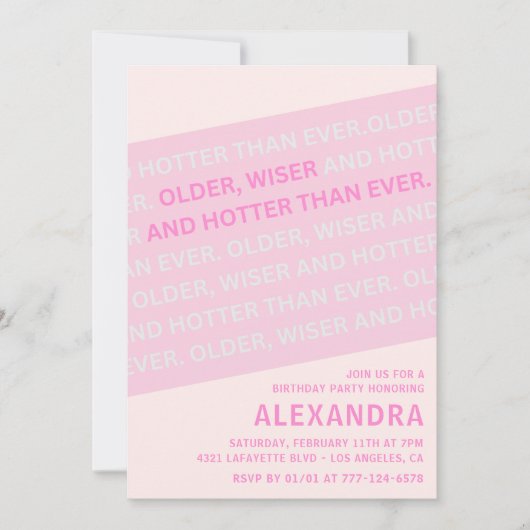 Roze Grappige Calligrafie 94ste verjaardag Kaart (Voorkant)