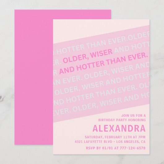 Roze Grappige Calligrafie 99e verjaardag Kaart (Voorkant / Achterkant)