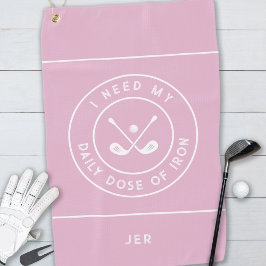 Roze Grappige Golfer IJzeren Citaat Persoonlijk Mo Golfhanddoek