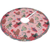 Roze grappige katten in kerstdozen gepersonaliseer kerstboom rok (Gekanteld)