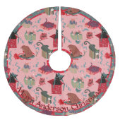 Roze grappige katten in kerstdozen gepersonaliseer kerstboom rok (Voorkant)