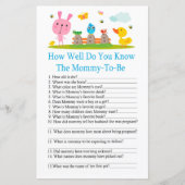 Roze grappige konijn Hoe goed ken je baby shower? (Voorkant)