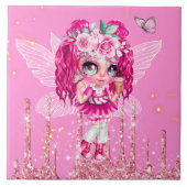 Roze, grappige, leuke animatiefilm, mythische fee tegeltje (Voorkant)