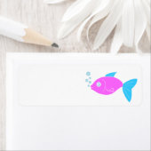 Roze grappige vis etiket (Insitu)