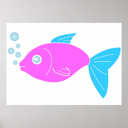 Roze grappige vis poster (Voorkant)