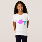 Roze grappige vis t-shirt (Voorkant volledig)