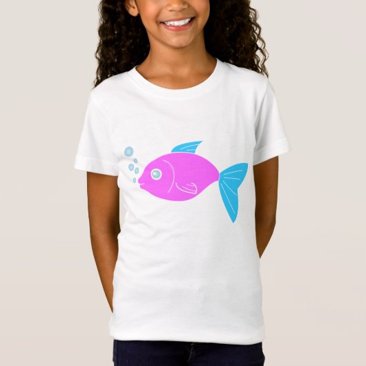 Roze grappige vis t-shirt (Voorkant)