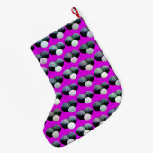 Roze grasbowlingpatroon, grote kerstsok (Achterkant (Hangend))