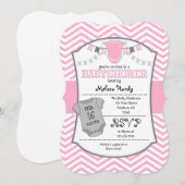 Roze Gray Chevron Baby shower Uitnodiging (Voorkant / Achterkant)