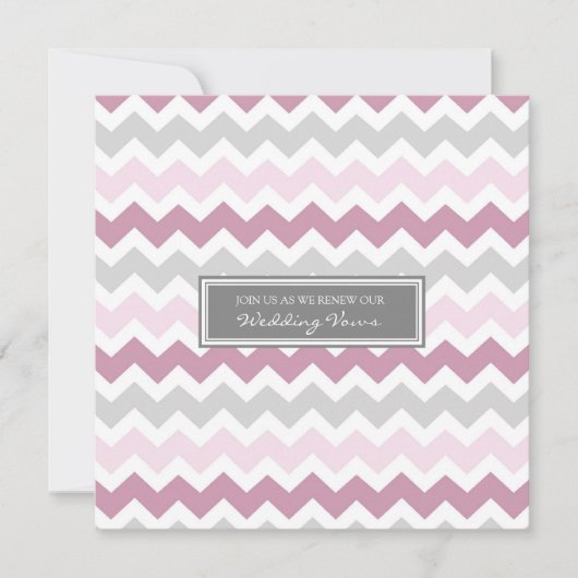 Roze Gray Chevron Wedding Vow Renewal Uitnodiging (Voorkant)