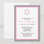 Roze gray Floral Star van David Bat Mitzvah Kaart (Voorkant / Achterkant)