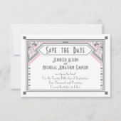 Roze - Gray Gatsby Art Deco Wedding Save the Date (Voorkant)